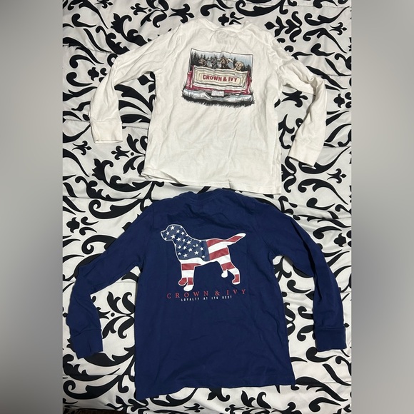 2 kids Crown& Ivy long sleeve pup design long sleeve shirts- size 4 - Picture 2 of 7